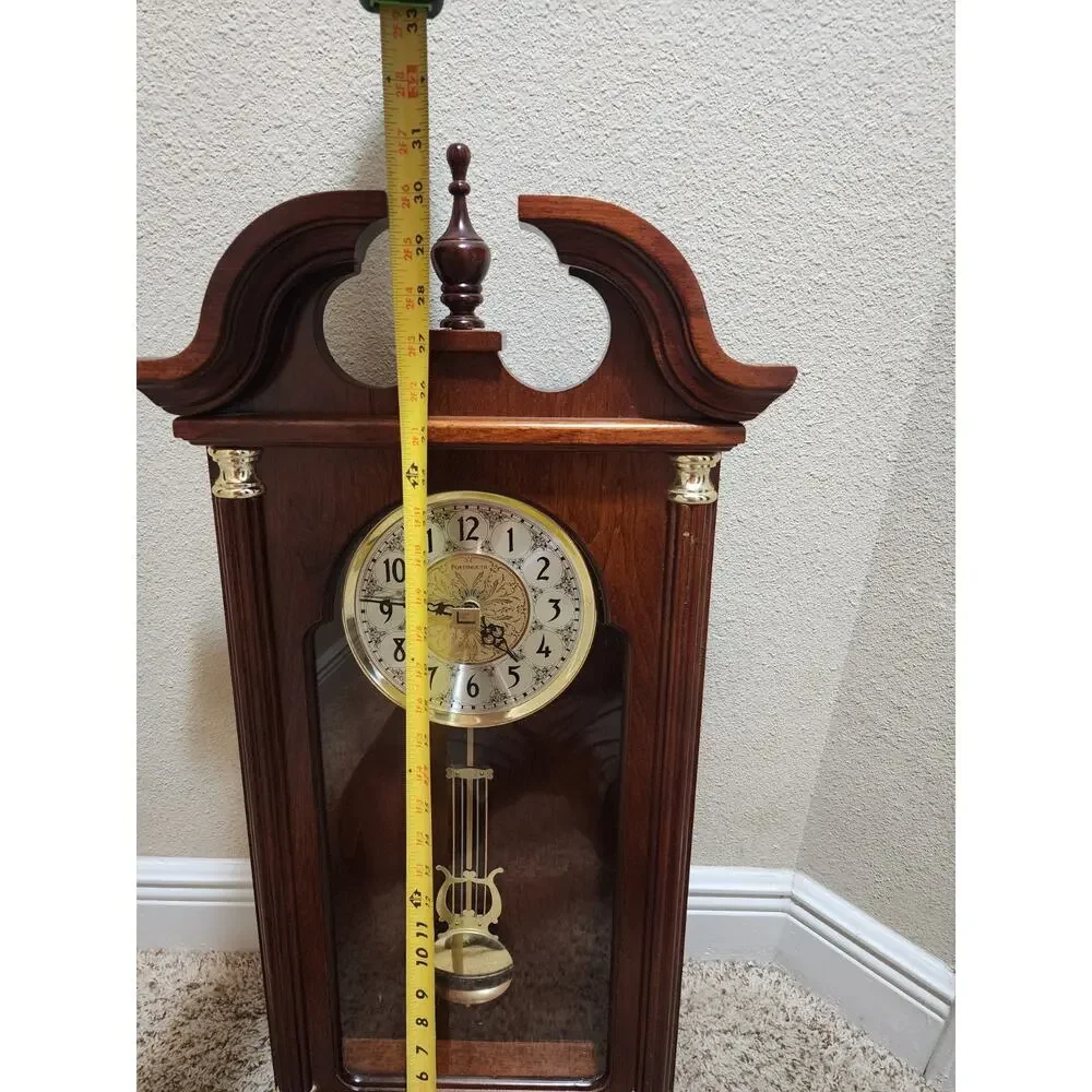 Hermle Hopewell Portsmouth Traditional Dark Wood Wall Clock 31” Decorative